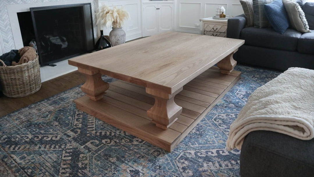 40x60x18 Anchor with planked platform coffee table natural wavy edge no distress ash thick top Natural Earth flat 1
