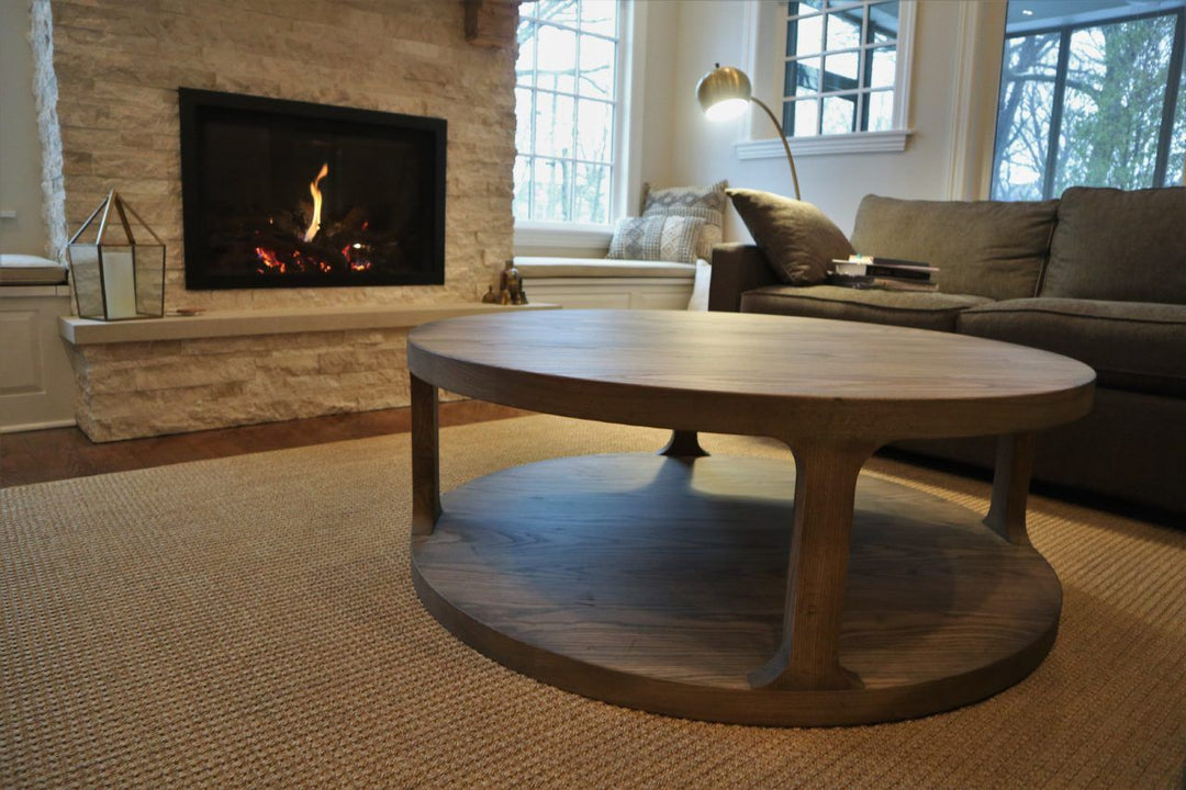 50 round 18 tall coffee table sketch design solid ash wood extra thick top 4 5 distress no grooves cleaner distressed edge warm prado flat coat 1280x853