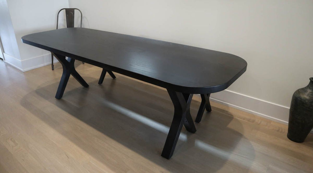 Chicago 32x96 Brewer thick top clean edge no distress no grooves 10 radius on corners Black Espresso satun bench
