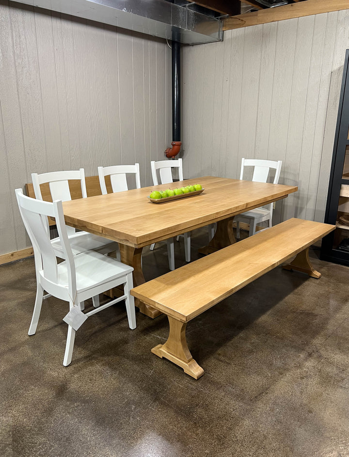 |#140| HARD MAPLE CRAFTSMAN TABLE, BENCH, & LEAVES