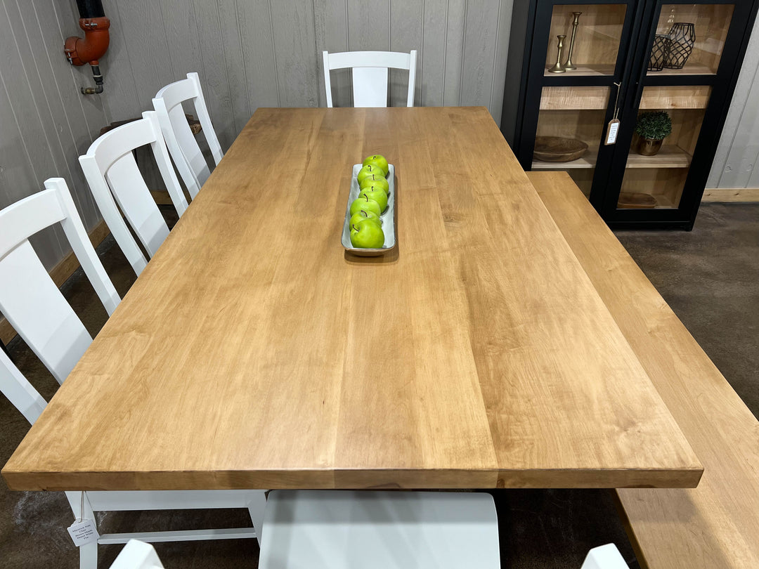 |#140| HARD MAPLE CRAFTSMAN TABLE, BENCH, & LEAVES