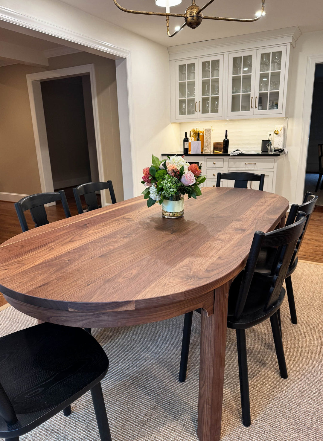 Mylett Wilmington 48x84 Racetrack Oval Custom Four Leg Walnut Natural Flat