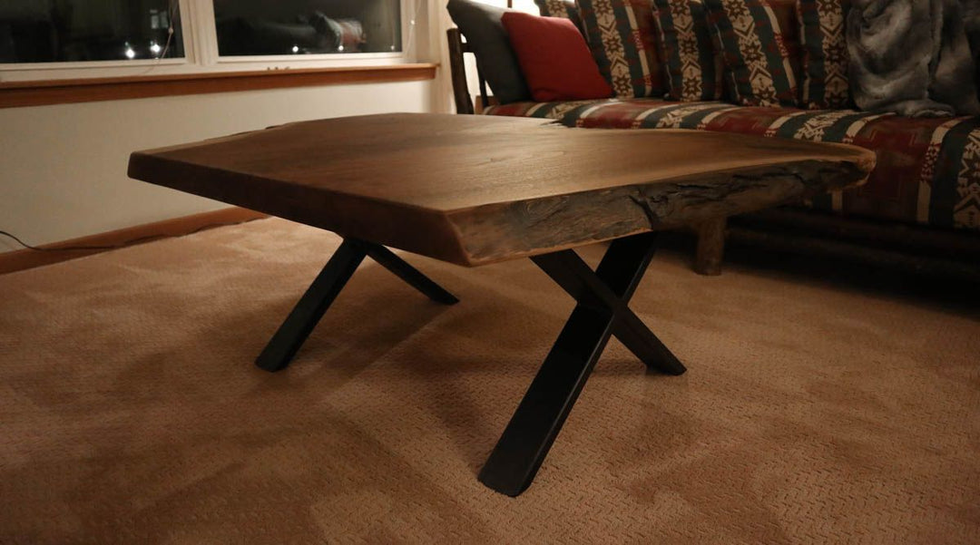 Oswego 36x5018 slab coffee table metal-x base natural flat natural steel base 1