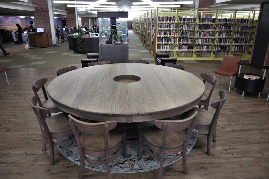 Park-Forest-Public-Library-96-large-anchor-ped-base-at-floor-1.25-top-all-ash-4-5-dist-natural-wavy-edge-prado-flat-3.5-apron-18-center-opening