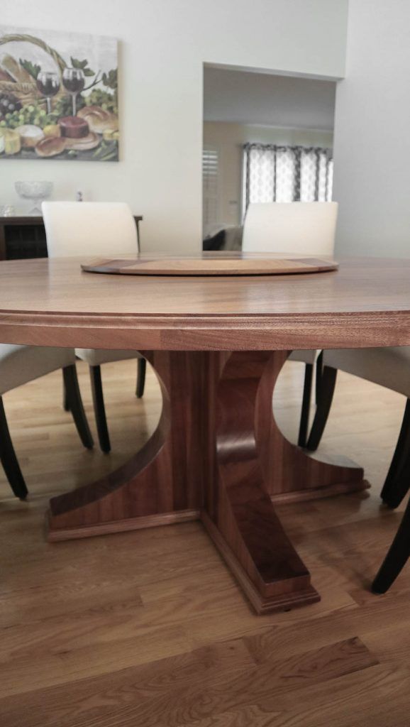 Plainfield 72 round Crescent 4.75 thick top no apron no ditress Roman Ogee edge quarter sawn african mahogany natural flat 28 lazy susan Sheridon ro Ebony R1 12 Mayo 2 578x1024