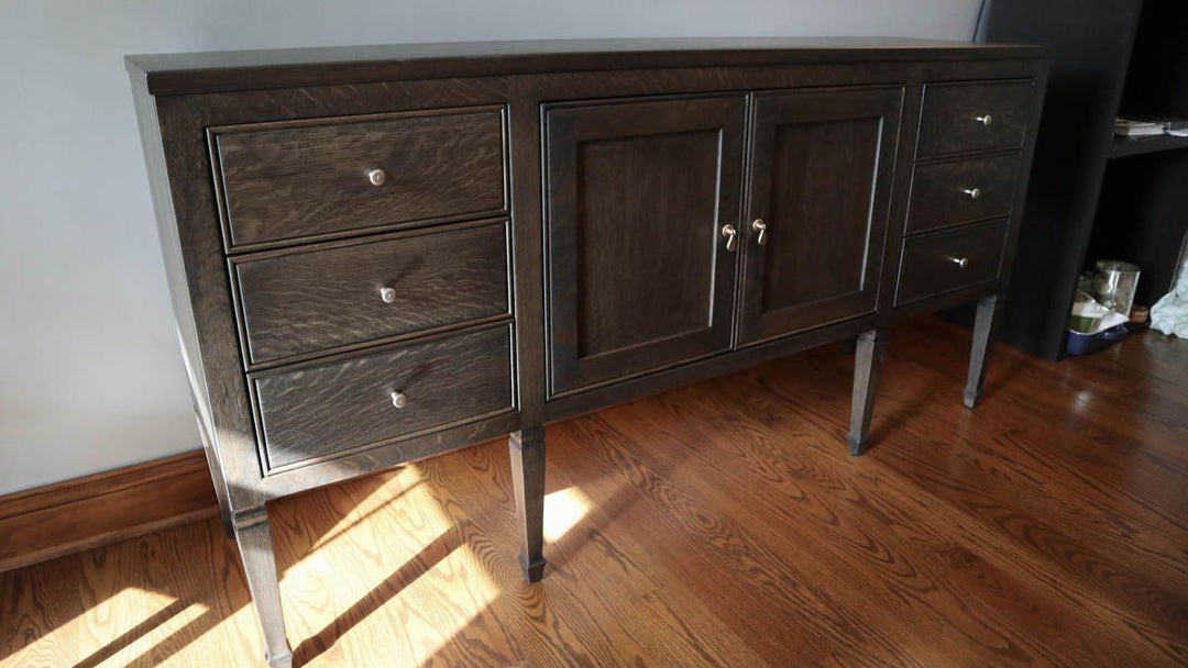 Wheaton Custom buffet - 6 tapered leg 18x68x34 1 thick top qswo Dark Knight flat 10 sheen