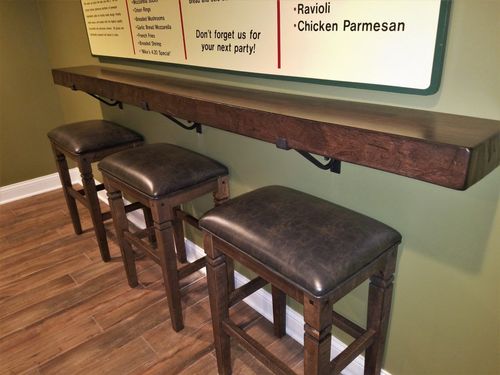 Custom Wooden Drink Rail and Stools