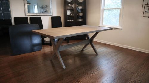 Northfield 40x72 Brewer -ready made ash thick top no apron clean edge no distress no grooves with cross brace Clay flat 1