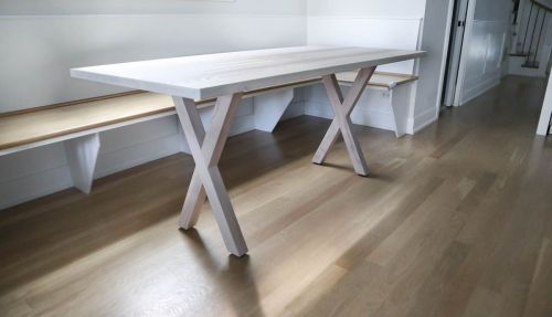 Chicago 30x72 Wood-X ash standard top 1.25 no apron no cross braace clean edge no ditress no grooves Whitewash flat