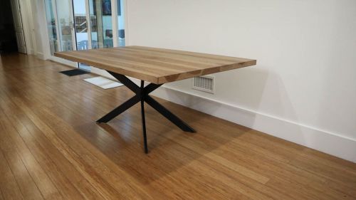 Glenview 42x72x30 Mantis Hickory thick top clean edge no distress no grooves Almond flat Flatter Black - base
